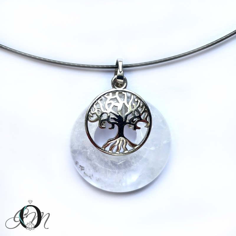 Pendentif Pierre Naturelle Et Métal Argenté - Bijou Fantaisie Sans Marque